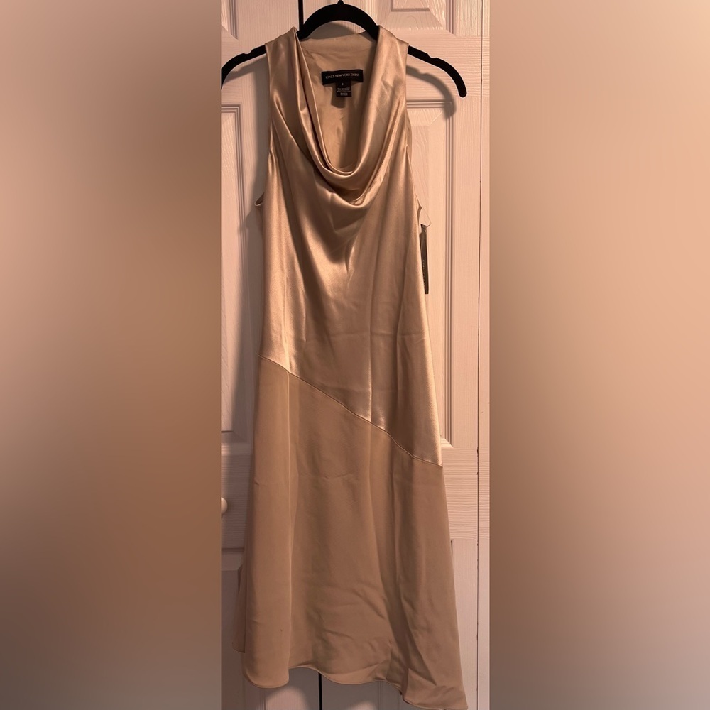 Jones New York Romantique Sleeveless Cowl Neck Midi Dress in Champagne